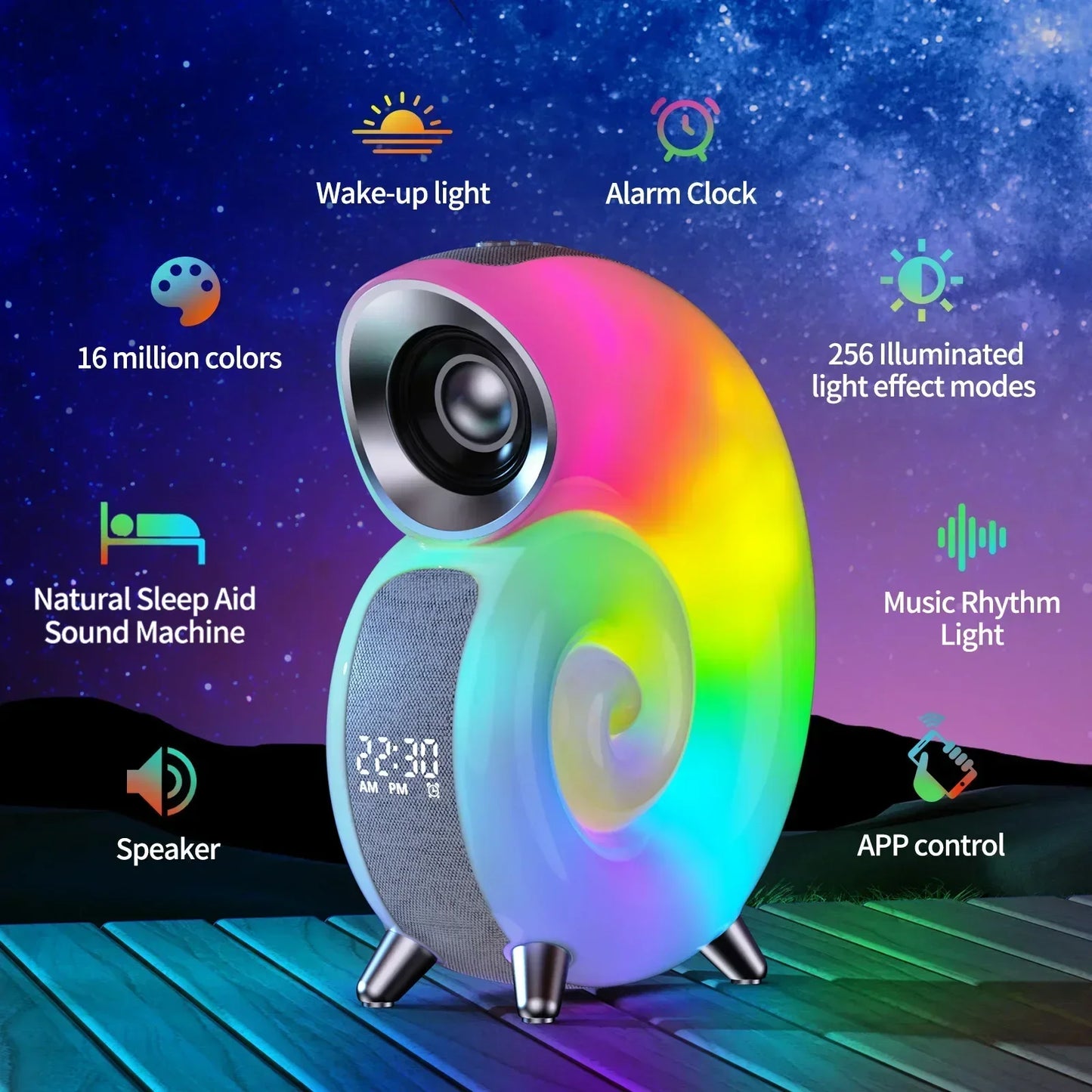Parlante Caracola con luces incorporadas - Altavoz Bluetooth Sensorial