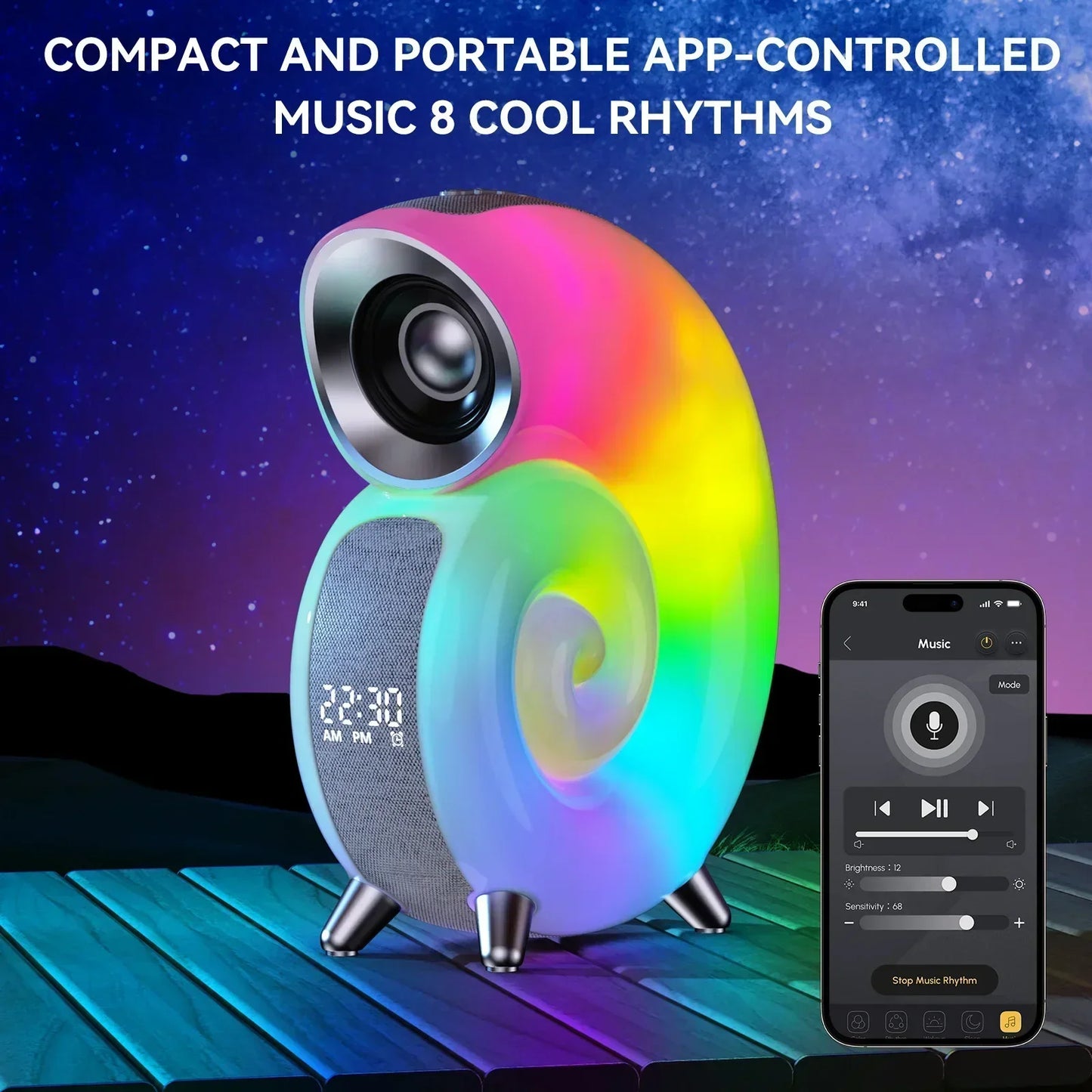 Parlante Caracola con luces incorporadas - Altavoz Bluetooth Sensorial